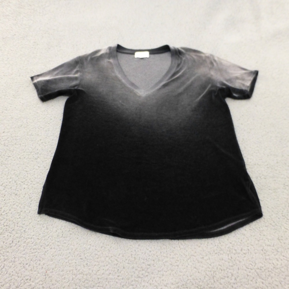 Feel The Piece Terre Jacobs V-Neck Tee Womens M/L Ombre Velvet  Black Grey USA